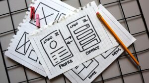 Draft sketch drawing template layout framework wireframe.